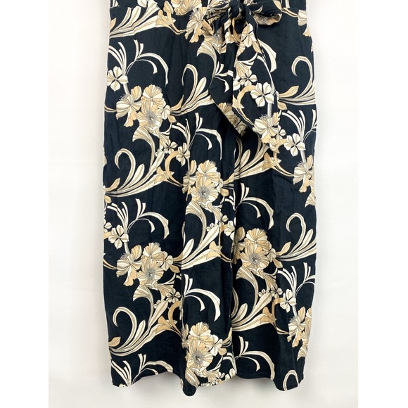Soft Surroundings Isla Stretch Linen Floral Midi Dress, Black - Size XL - Picture 5 of 10